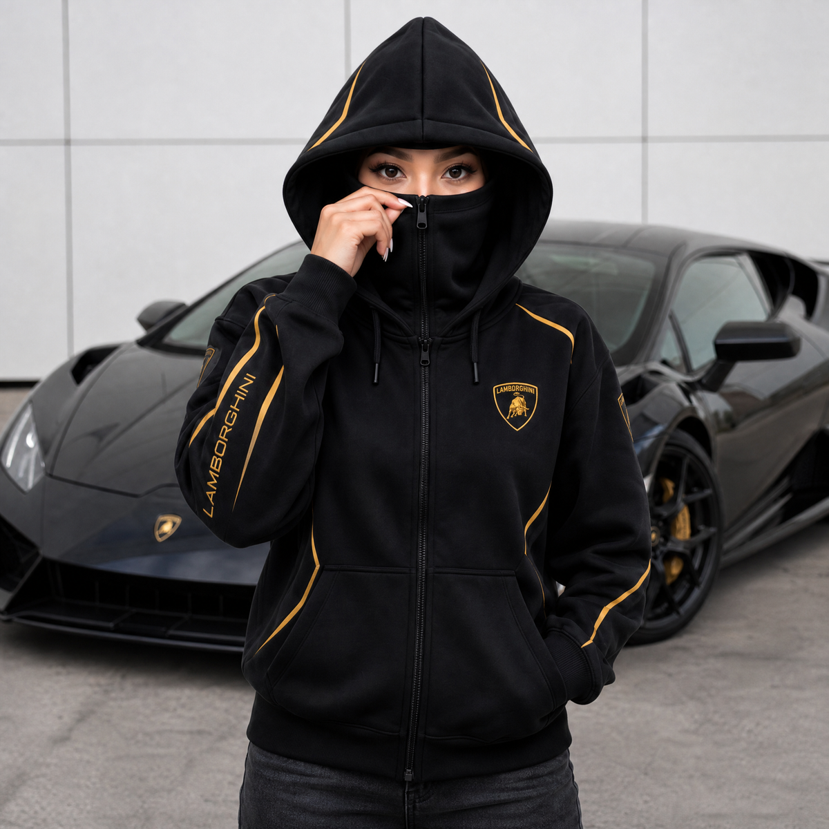 RevZips V12 Edition zip up face hoodie